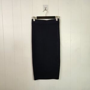 Selected Femme Knit Midi Pencil Skirt Black Minimalist Office Bodycon Luxury